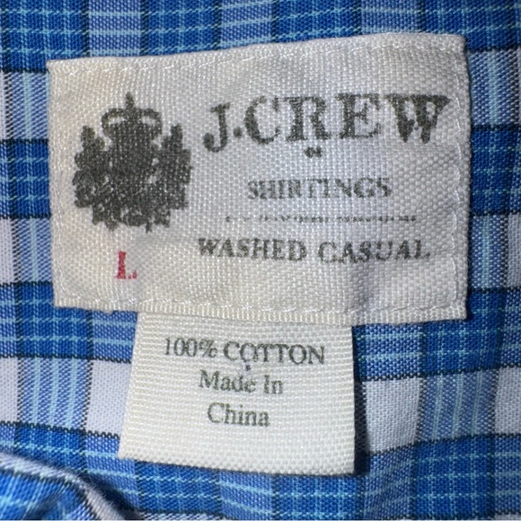 J.Crew Men’s Large Blue Check Button Down Shirt 100% Cotton Washed Casual - Picture 4 of 6